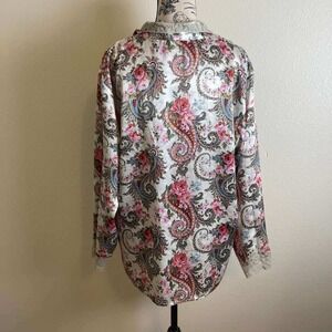 Victorias‎ Secret Vintage Gold Label Pajama Top Floral Paisley Lace Small Cream